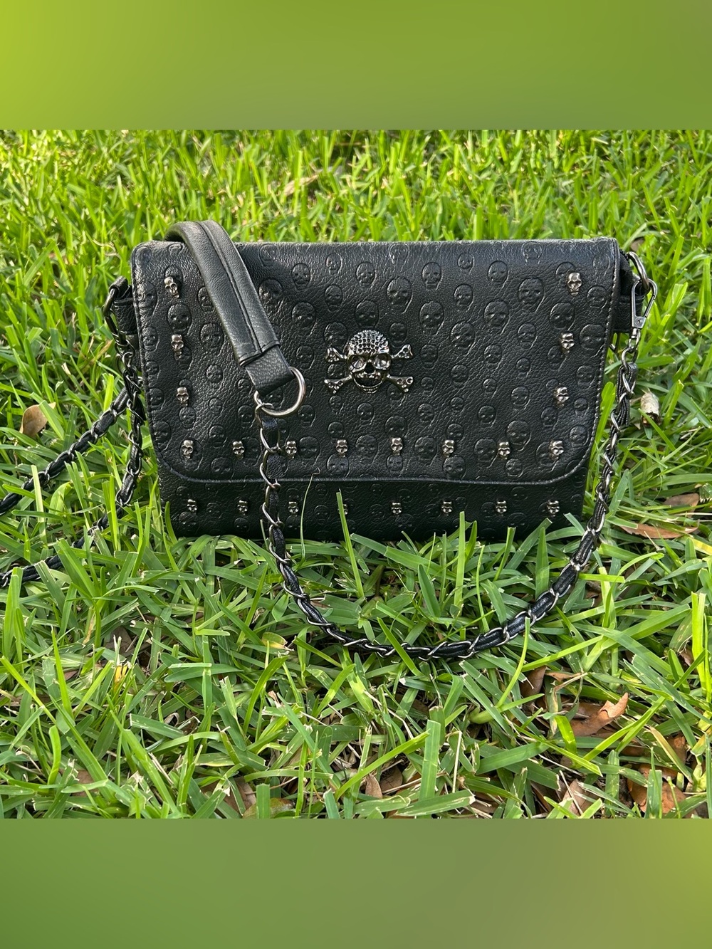 Black Studded Skull Crossbody Bag